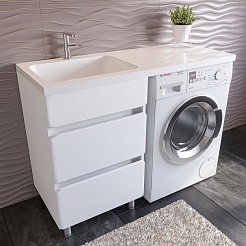 Stella Polare Мебель для ванной Корделия 120 L под стиральную машину белая – фотография-4